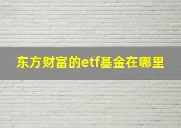 东方财富的etf基金在哪里