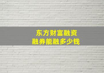 东方财富融资融券能融多少钱