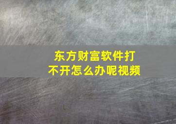 东方财富软件打不开怎么办呢视频