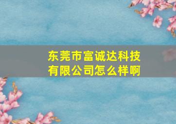 东莞市富诚达科技有限公司怎么样啊