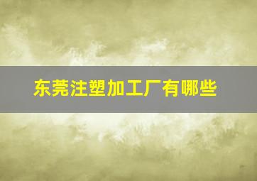 东莞注塑加工厂有哪些