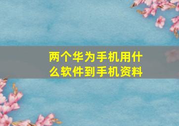 两个华为手机用什么软件到手机资料