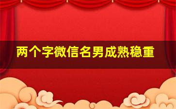 两个字微信名男成熟稳重