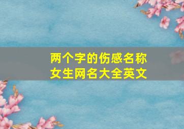 两个字的伤感名称女生网名大全英文