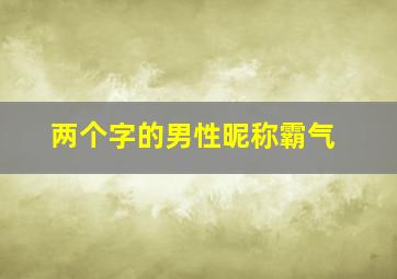 两个字的男性昵称霸气