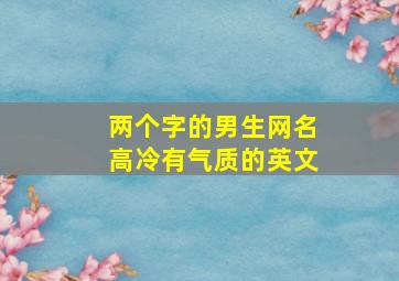 两个字的男生网名高冷有气质的英文