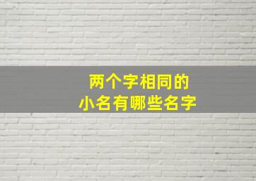 两个字相同的小名有哪些名字