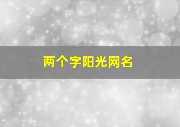 两个字阳光网名