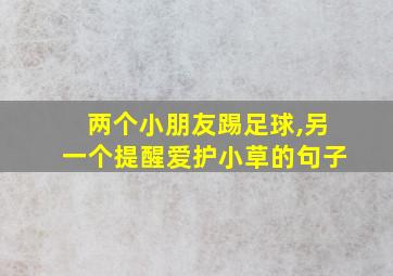 两个小朋友踢足球,另一个提醒爱护小草的句子