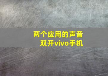 两个应用的声音双开vivo手机