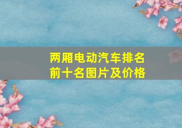 两厢电动汽车排名前十名图片及价格