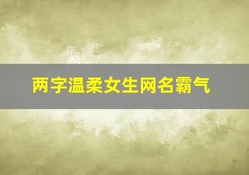 两字温柔女生网名霸气