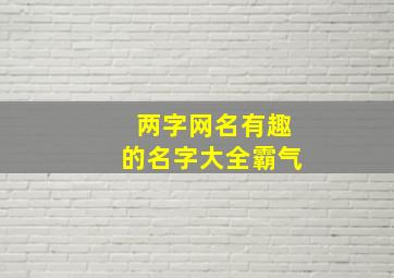 两字网名有趣的名字大全霸气