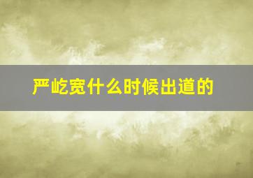 严屹宽什么时候出道的