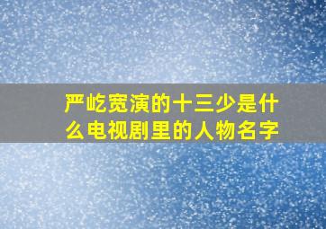 严屹宽演的十三少是什么电视剧里的人物名字