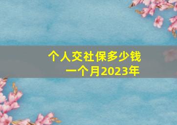 个人交社保多少钱一个月2023年