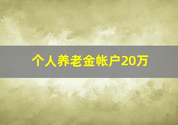 个人养老金帐户20万