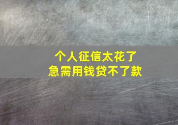 个人征信太花了急需用钱贷不了款