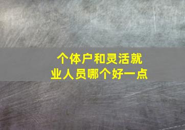 个体户和灵活就业人员哪个好一点