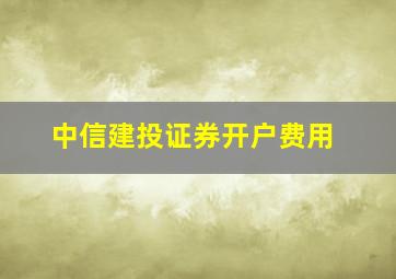 中信建投证券开户费用