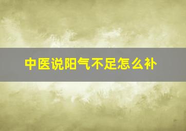 中医说阳气不足怎么补