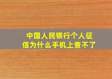 中国人民银行个人征信为什么手机上查不了