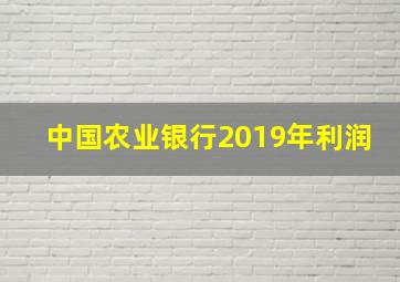 中国农业银行2019年利润