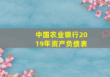 中国农业银行2019年资产负债表