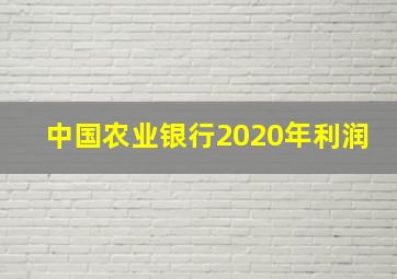 中国农业银行2020年利润