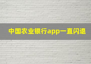 中国农业银行app一直闪退