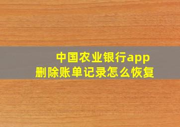 中国农业银行app删除账单记录怎么恢复