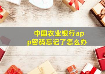 中国农业银行app密码忘记了怎么办