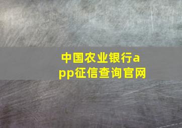 中国农业银行app征信查询官网