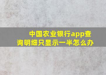 中国农业银行app查询明细只显示一半怎么办