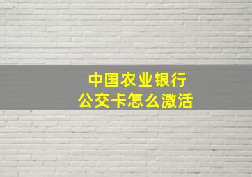 中国农业银行公交卡怎么激活