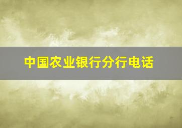 中国农业银行分行电话