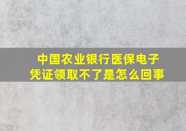 中国农业银行医保电子凭证领取不了是怎么回事