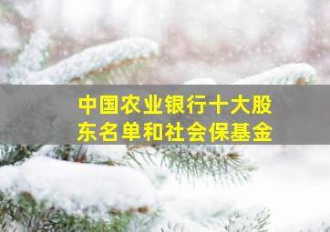 中国农业银行十大股东名单和社会保基金