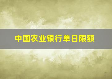 中国农业银行单日限额