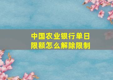 中国农业银行单日限额怎么解除限制