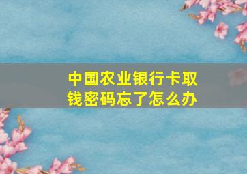 中国农业银行卡取钱密码忘了怎么办