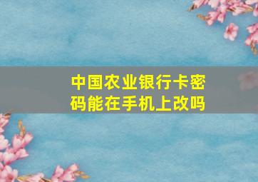 中国农业银行卡密码能在手机上改吗