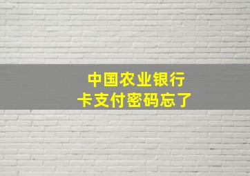 中国农业银行卡支付密码忘了