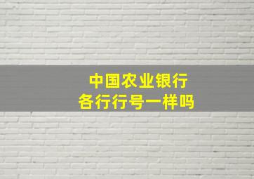 中国农业银行各行行号一样吗