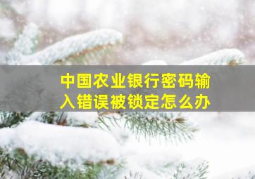 中国农业银行密码输入错误被锁定怎么办