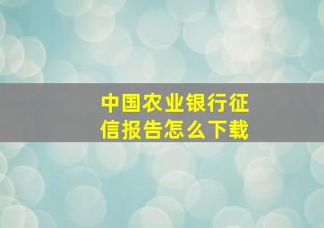 中国农业银行征信报告怎么下载