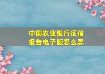 中国农业银行征信报告电子版怎么弄