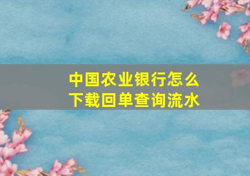 中国农业银行怎么下载回单查询流水