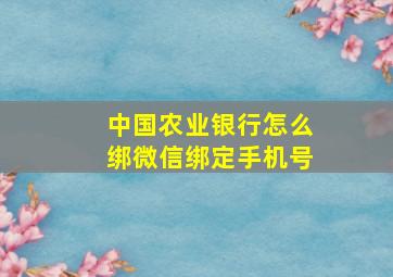 中国农业银行怎么绑微信绑定手机号