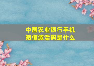 中国农业银行手机短信激活码是什么